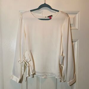 NWT Vince Camuto Cream Blouse with Lace-Up Side accents